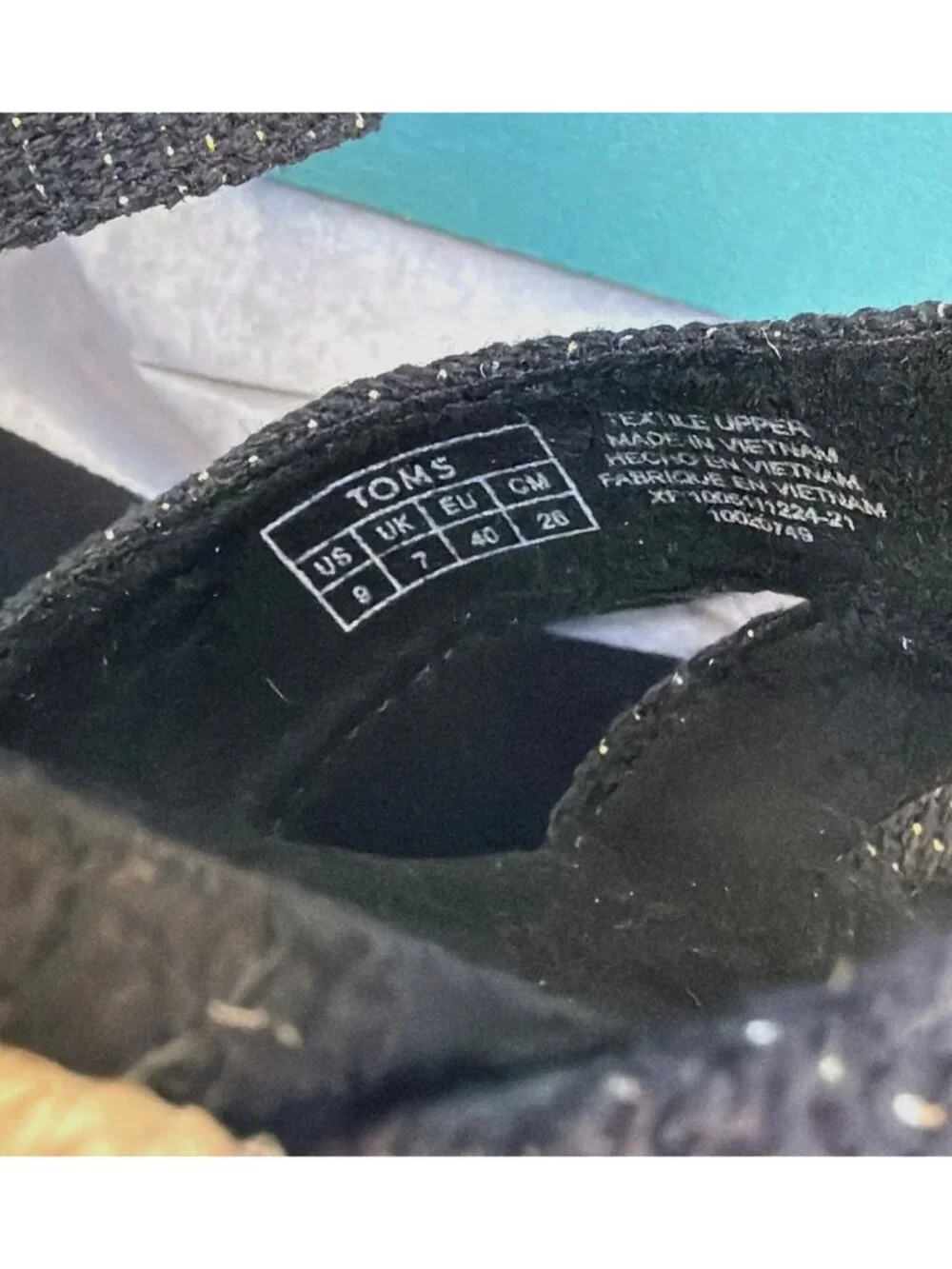 Toms Audrey Espadrilles Ankle Strap Black Metallic Wedges Women Size 9